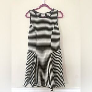 Beige by eci black and white stripe skater dress stretch summer casual party M